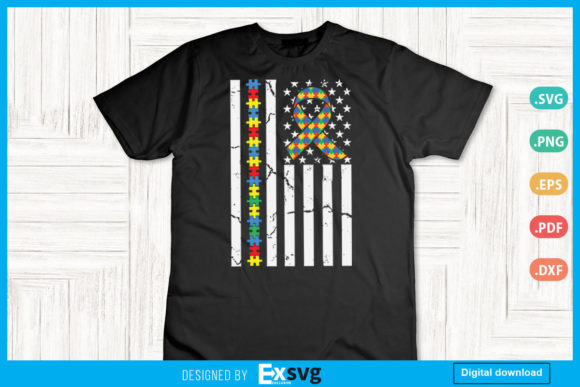 American Flag Autism Awareness Graphics for Local Branding