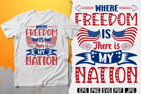 Fourth of July Typography Graphics for Print Templates
