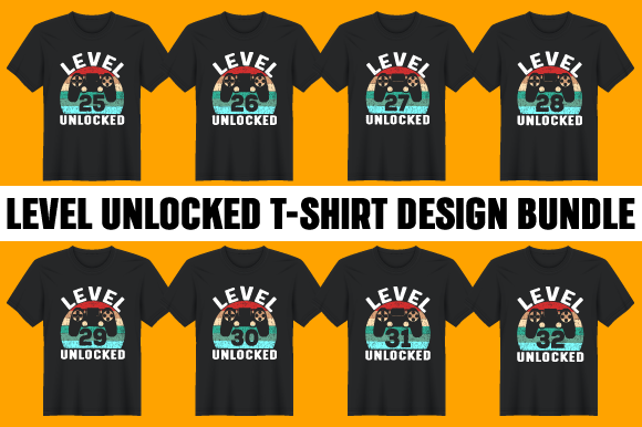Level Unlocked T-Shirt Design Bundle for Branding