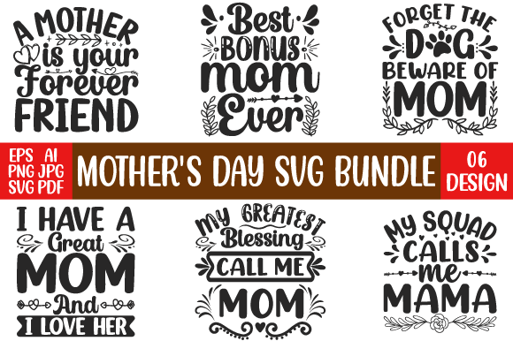 Modern Mother’s Day SVG Design for Print Templates